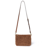 Faux Shearling Crossbody Bag - Tan